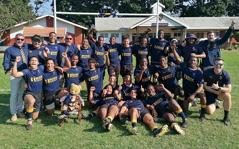 The DHS 1st XV celebrates victory over Jeppe in their last match of the 2024 season.