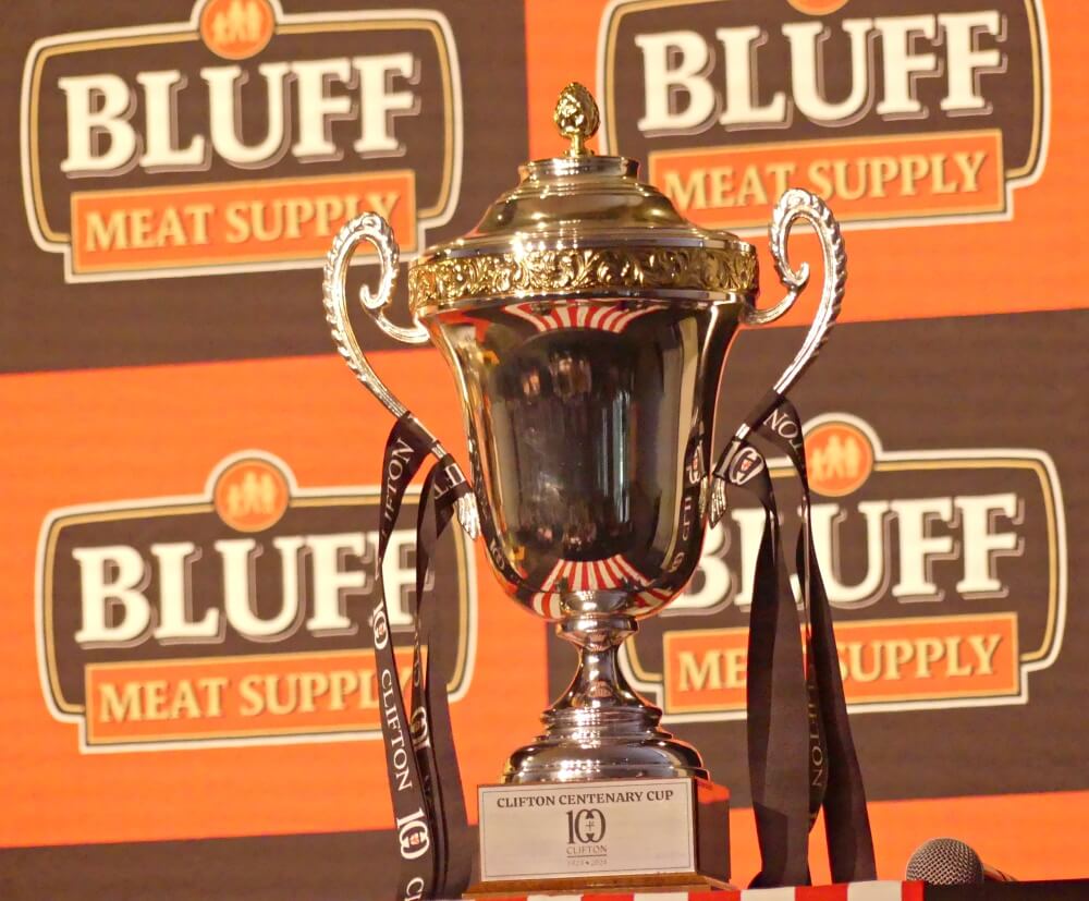 The magnificent Clifton Centenary Cup will go to the winner of the 2025 Clifton T20 Tournament. Photo: Brad Morgan.