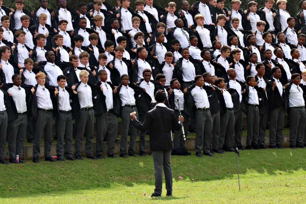 Hilton College boys get behind their 1st XV in their game against Westville on Gilfillan Field on 15 March 2025. Photo: Hilton College on Facebook.