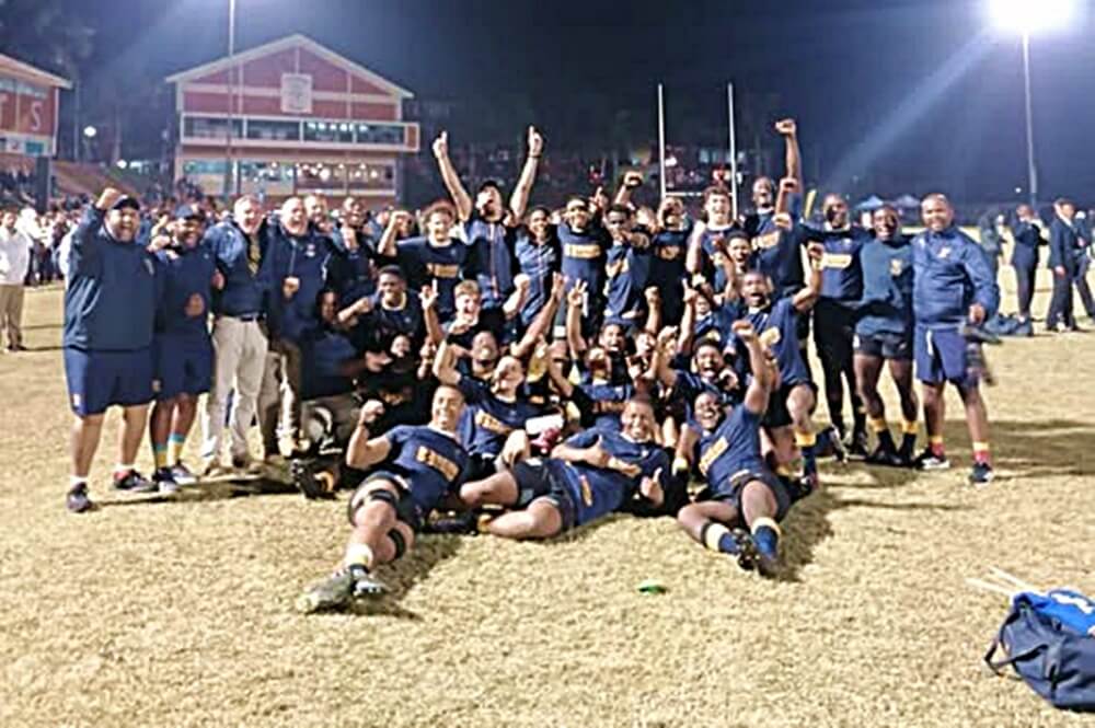 DHS had to come from behind to beat orthwood at home, but they outplayed the Knights on Reece-Edwards Field and celebrated a convincing victory. Photo: Durban High School on Facebook.